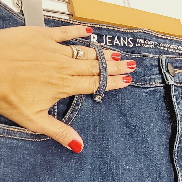 R Jeans Women's Blue Cotton Blend The Curvy Super High Rise Skinny Jean Size 34 - Picture 7 of 13